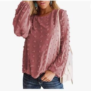 NEW Swiss Dot Round Neck Blouse